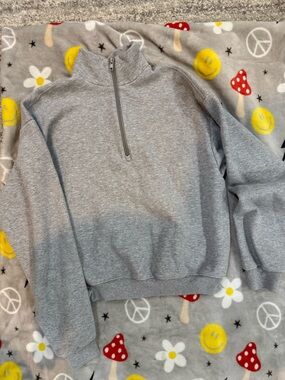 Skims Gray Half-Zip Sweatshirt